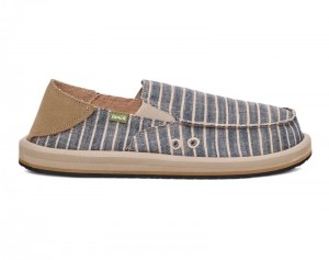 Sanuk Donny Linnen Men Loafers Navy Stripe,Sanuk Philippines | RT01-5921M6