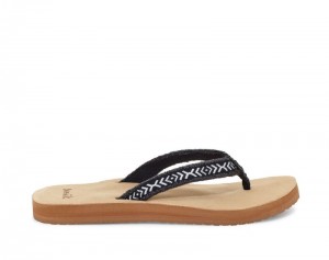 Sanuk Fraidy Tribal Hemp Women Flip Flops Black / White,Sanuk Philippines | ZW65-4715U9