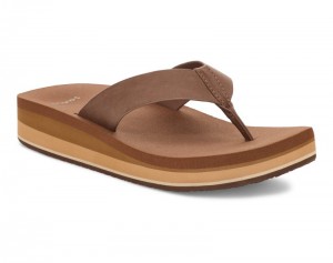 Sanuk Highland ST Women Heeled Flip Flops Brown,Sanuk Philippines | PZ15-8475Y2