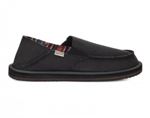 Sanuk Lil Don Sidewalk Surfer Kids' Loafers Black,Sanuk Philippines | FK10-7570B2