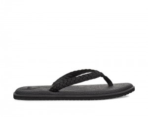 Sanuk Yoga Braid Leather Women Sandals Black,Sanuk Philippines | QC96-3316G9