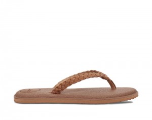 Sanuk Yoga Braid Leather Women Sandals Brown,Sanuk Philippines | PN27-7567C5