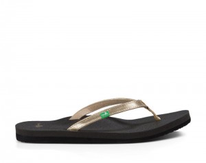 Sanuk Yoga Joy Metallic Women Flip Flops Black / Gold,Sanuk Philippines | CM60-0920Q6