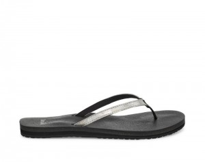 Sanuk Yoga Joy Shimmer Metallic Women Flip Flops Silver,Sanuk Philippines | YU89-5029V7