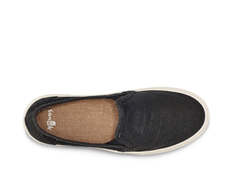 Sanuk Avery Hemp Vegan Slip-on Women Sidewalk Surfers Black,Sanuk Philippines | UQ54-8074C4