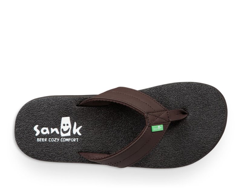 Sanuk Beer Cozy Coaster Men Flip Flops Dark Brown,Sanuk Philippines | SB74-5024O4