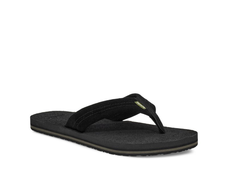 Sanuk Beer Cozy Stacker Suede Men Flip Flops Black,Sanuk Philippines | LT27-7787A4