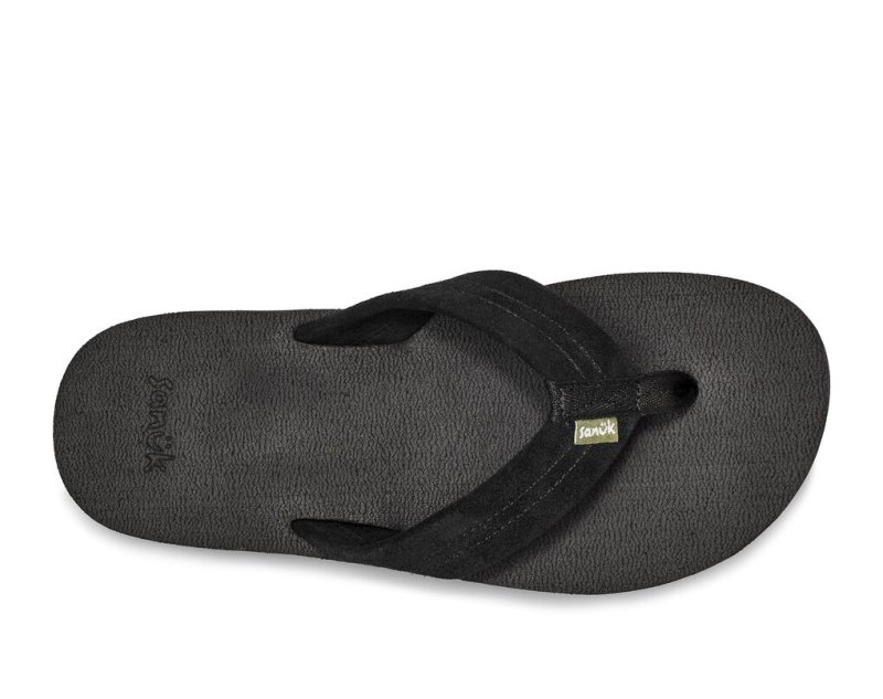 Sanuk Beer Cozy Stacker Suede Men Flip Flops Black,Sanuk Philippines | LT27-7787A4