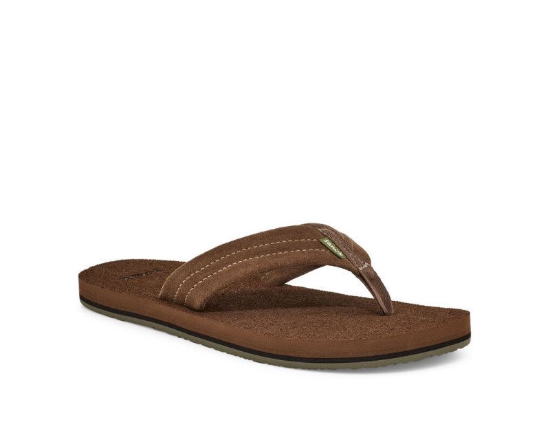 Sanuk Beer Cozy Stacker Suede Men Flip Flops Brown,Sanuk Philippines | EE25-1535O2