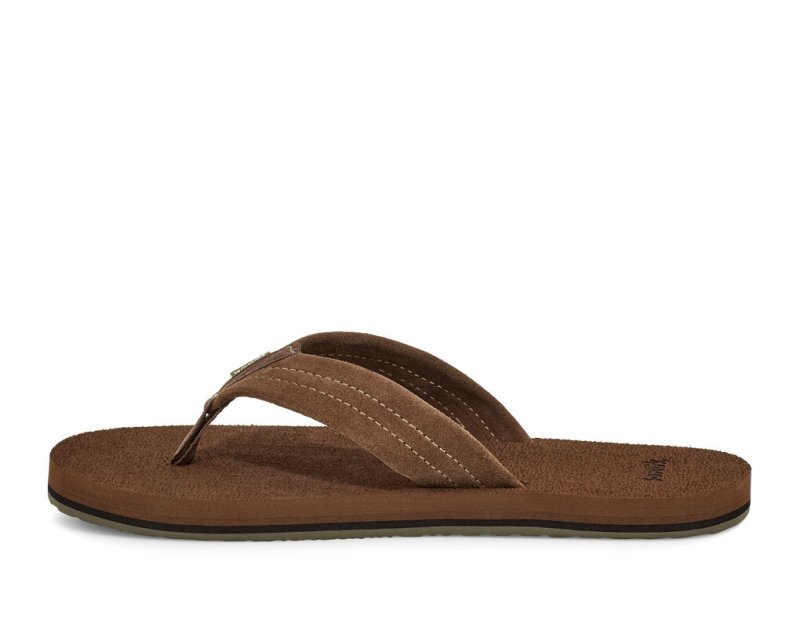 Sanuk Beer Cozy Stacker Suede Men Flip Flops Brown,Sanuk Philippines | EE25-1535O2