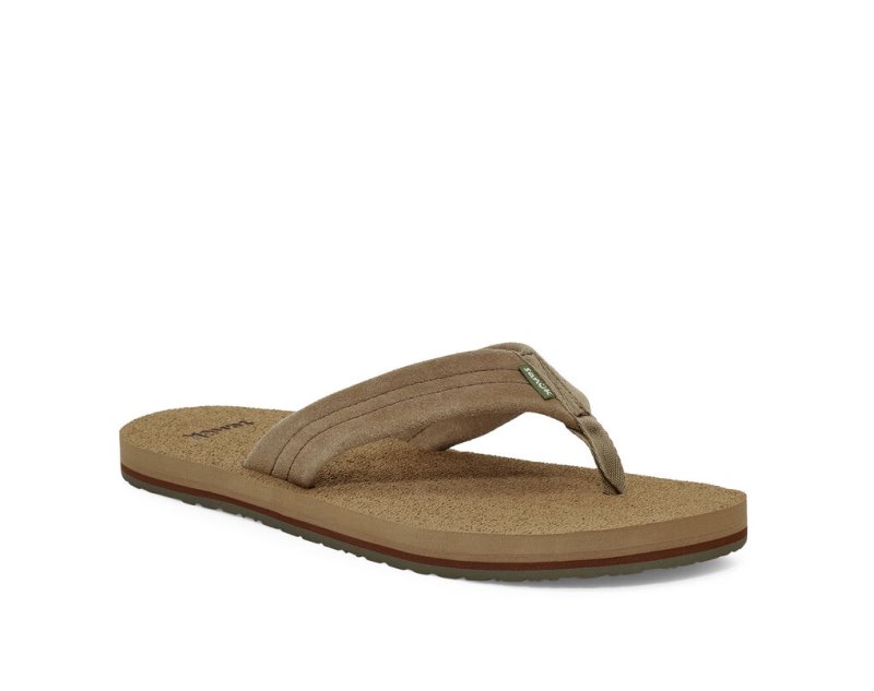 Sanuk Beer Cozy Stacker Suede Men Flip Flops Brown,Sanuk Philippines | PC98-4288G8