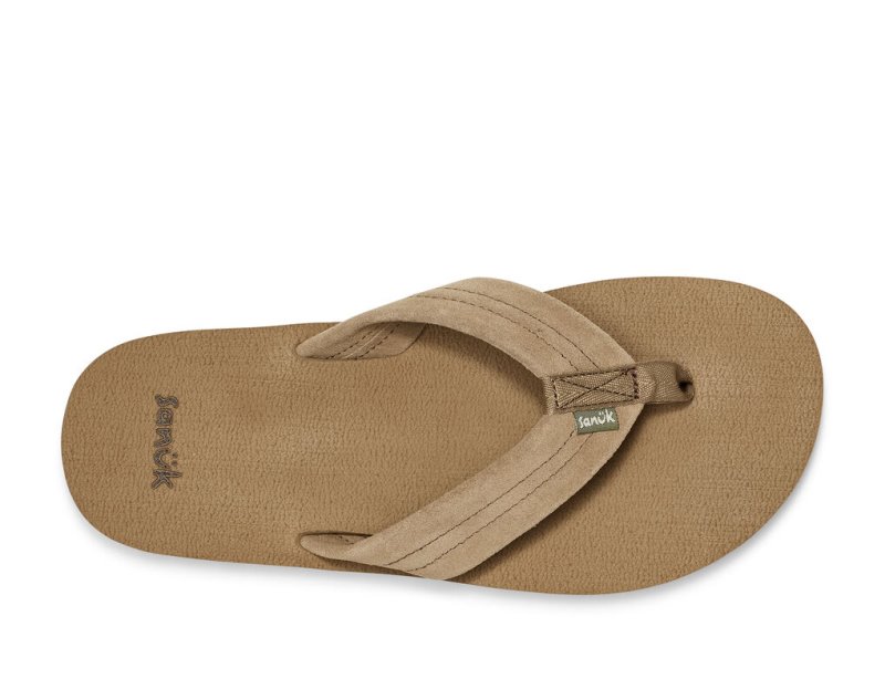 Sanuk Beer Cozy Stacker Suede Men Flip Flops Brown,Sanuk Philippines | PC98-4288G8