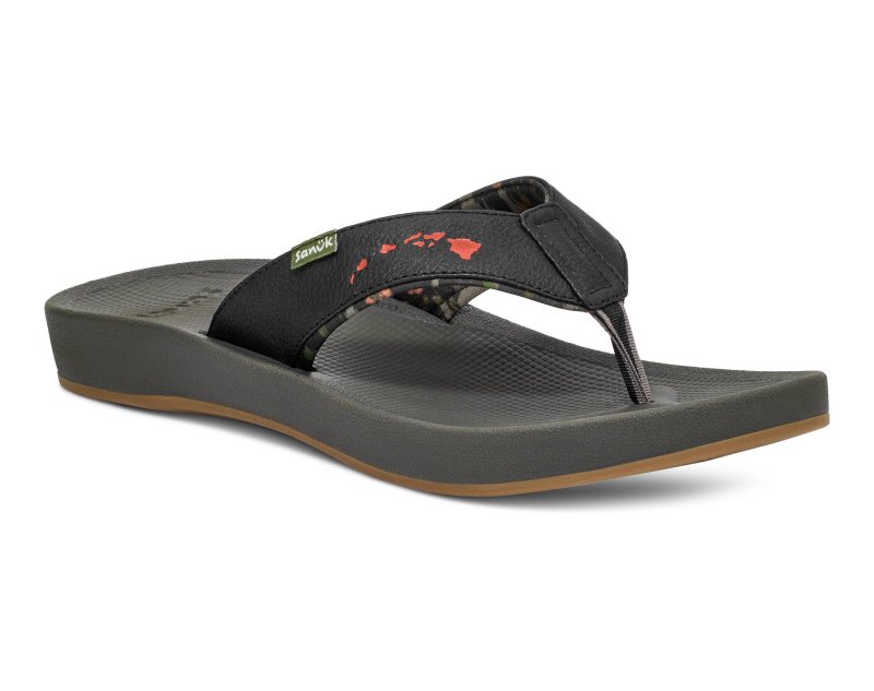 Sanuk Cosmic Coast Hawaii Men Flip Flops Black,Sanuk Philippines | OF23-7653P8