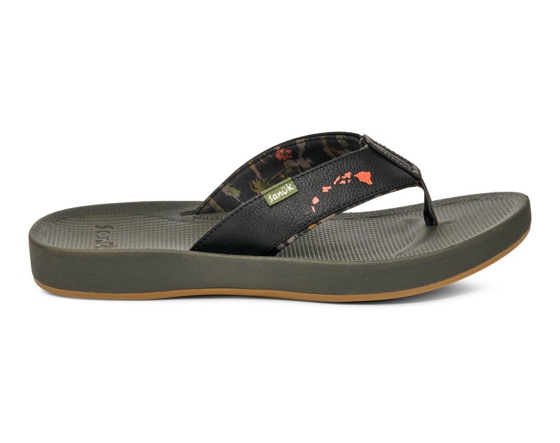 Sanuk Cosmic Coast Hawaii Men Flip Flops Black,Sanuk Philippines | OF23-7653P8