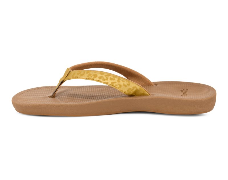 Sanuk Cosmic Shores Leopard Women Flip Flops Gold,Sanuk Philippines | DL31-4101O5