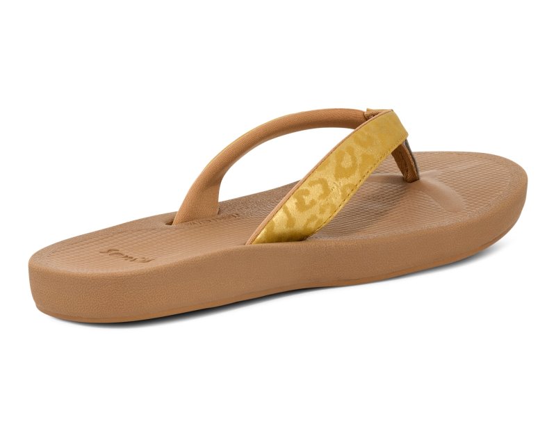 Sanuk Cosmic Shores Leopard Women Flip Flops Gold,Sanuk Philippines | DL31-4101O5