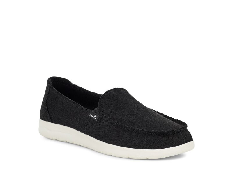 Sanuk Donna Lite TX Canvas Slip-on Women Sidewalk Surfers Black,Sanuk Philippines | XF75-8055C2