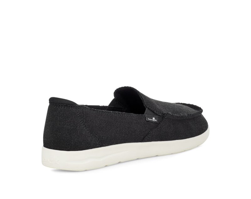 Sanuk Donna Lite TX Canvas Slip-on Women Sidewalk Surfers Black,Sanuk Philippines | XF75-8055C2