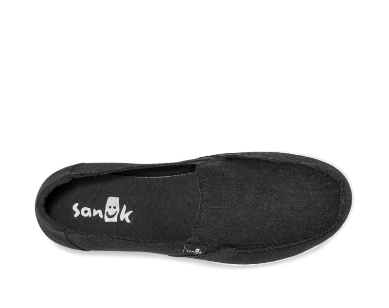 Sanuk Donna Lite TX Canvas Slip-on Women Sidewalk Surfers Black,Sanuk Philippines | XF75-8055C2