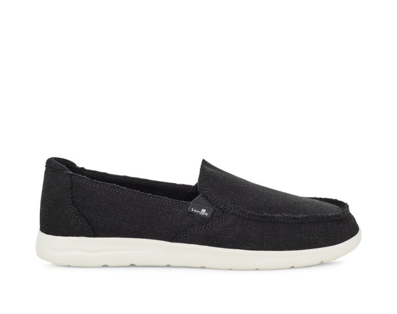 Sanuk Donna Lite TX Canvas Slip-on Women Sidewalk Surfers Black,Sanuk Philippines | XF75-8055C2