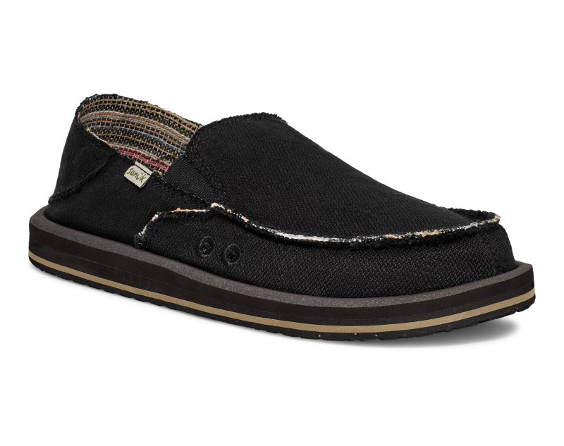 Sanuk Donny Hemp 2 Tone Men Loafers Black,Sanuk Philippines | QQ84-8654A1