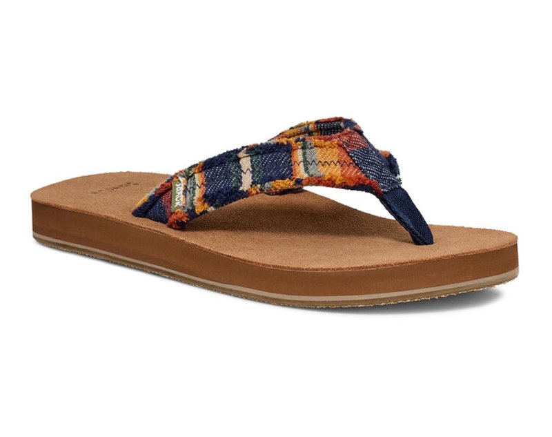 Sanuk Fraid Not Blanket Men Flip Flops Brown Multicolor,Sanuk Philippines | ZY95-8835G2