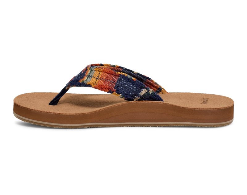 Sanuk Fraid Not Blanket Men Flip Flops Brown Multicolor,Sanuk Philippines | ZY95-8835G2