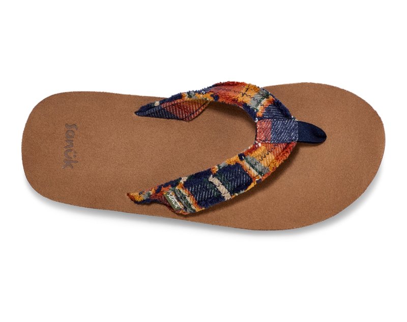 Sanuk Fraid Not Blanket Men Flip Flops Brown Multicolor,Sanuk Philippines | ZY95-8835G2