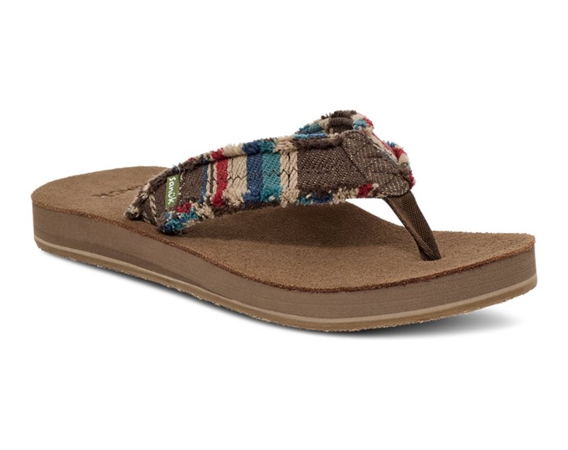 Sanuk Fraid Not Blanket Men Flip Flops Green Multicolor,Sanuk Philippines | NM29-6479Z9