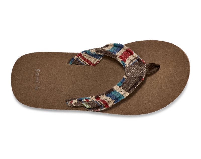 Sanuk Fraid Not Blanket Men Flip Flops Green Multicolor,Sanuk Philippines | NM29-6479Z9