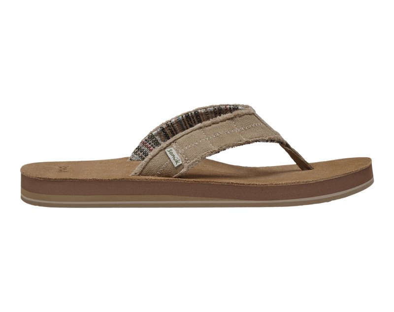 Sanuk Fraid Not ST Men Flip Flops Beige,Sanuk Philippines | HG03-7033N4