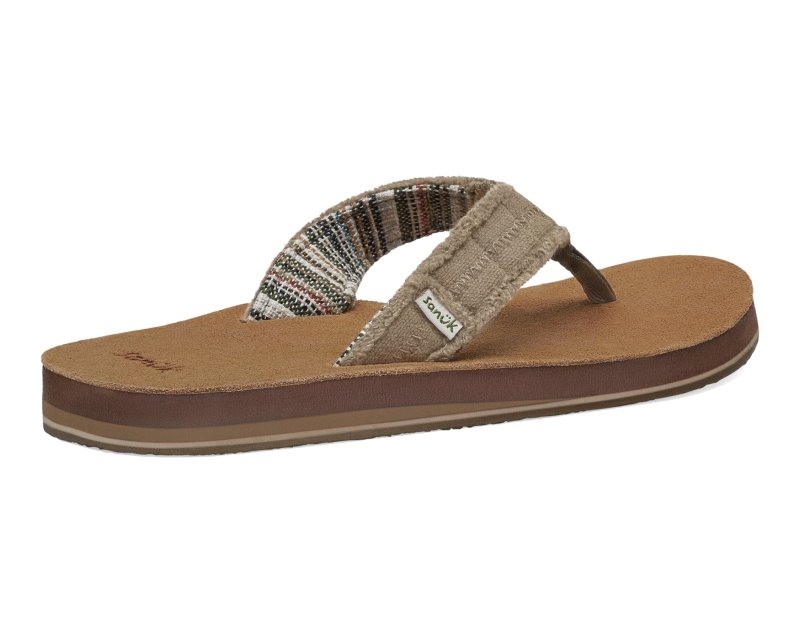 Sanuk Fraid Not ST Men Flip Flops Beige,Sanuk Philippines | HG03-7033N4