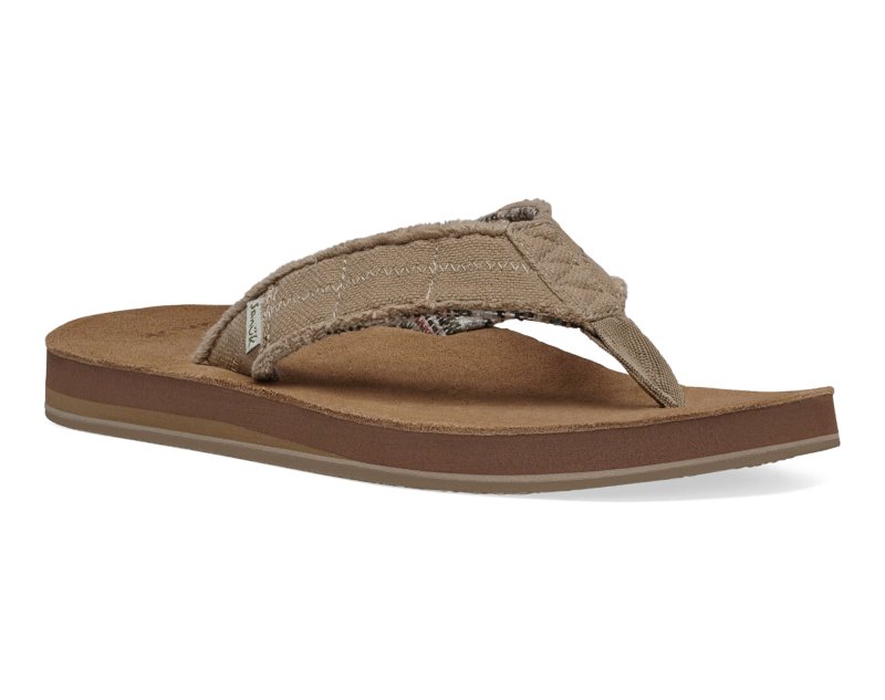 Sanuk Fraid Not ST Men Flip Flops Beige,Sanuk Philippines | HG03-7033N4