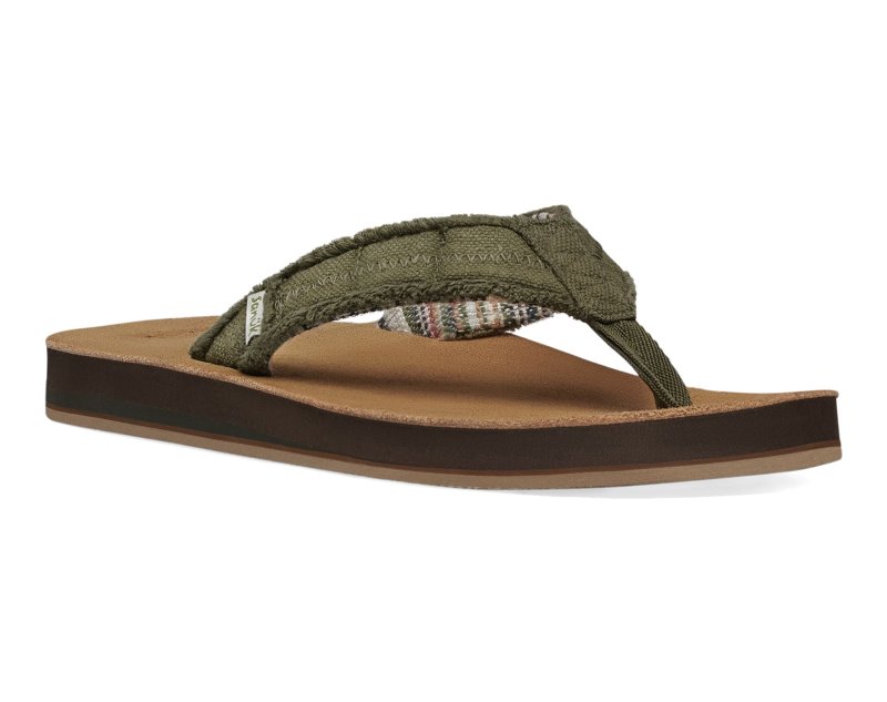 Sanuk Fraid Not ST Men Flip Flops Dark Olive,Sanuk Philippines | OU82-3062Q9