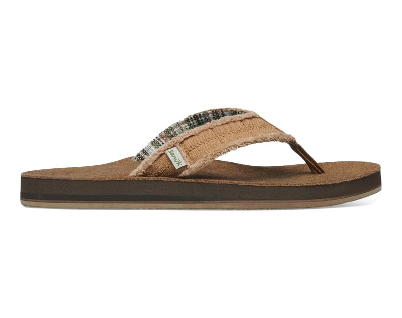 Sanuk Fraid Not ST Men Flip Flops Khaki,Sanuk Philippines | XM01-7111A9