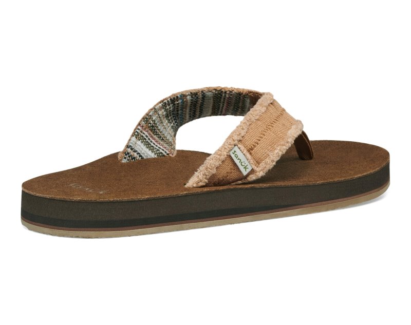 Sanuk Fraid Not ST Men Flip Flops Khaki,Sanuk Philippines | XM01-7111A9