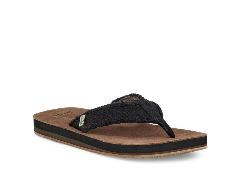 Sanuk Fraid Not Soft Top Eco-Friendly Men Flip Flops Black,Sanuk Philippines | QK79-2329J9