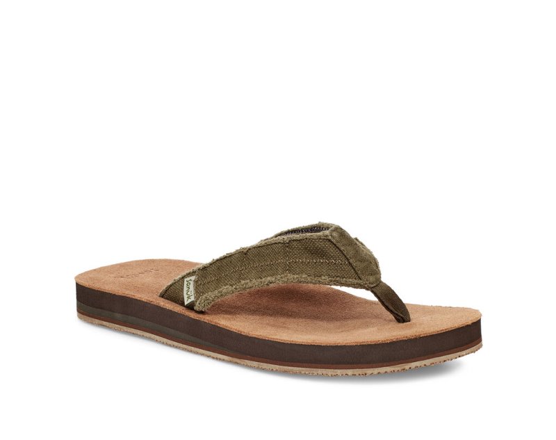 Sanuk Fraid Not Soft Top Eco-Friendly Men Flip Flops Dark Olive,Sanuk Philippines | NS45-3115P3