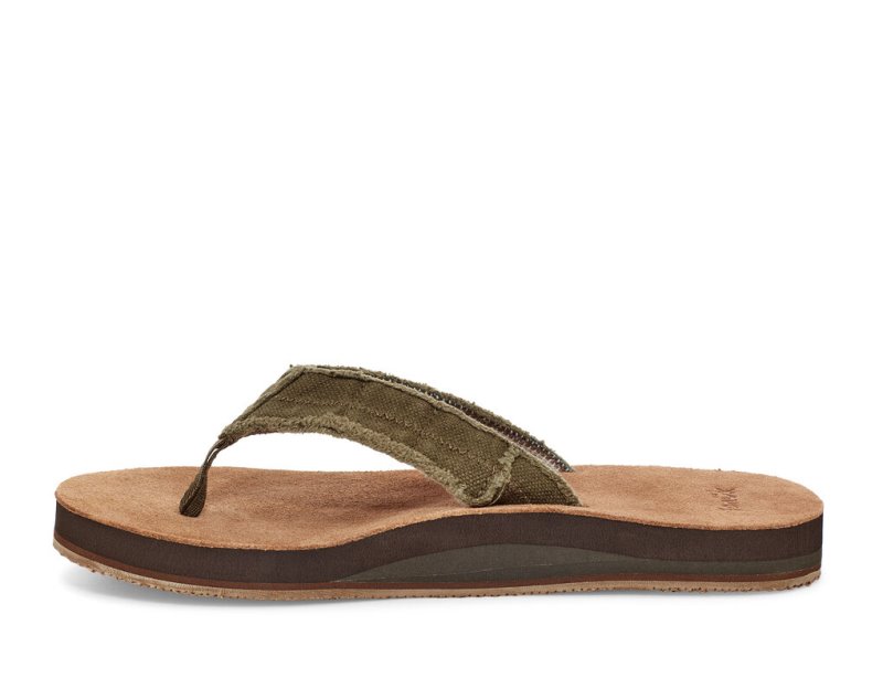 Sanuk Fraid Not Soft Top Eco-Friendly Men Flip Flops Dark Olive,Sanuk Philippines | NS45-3115P3