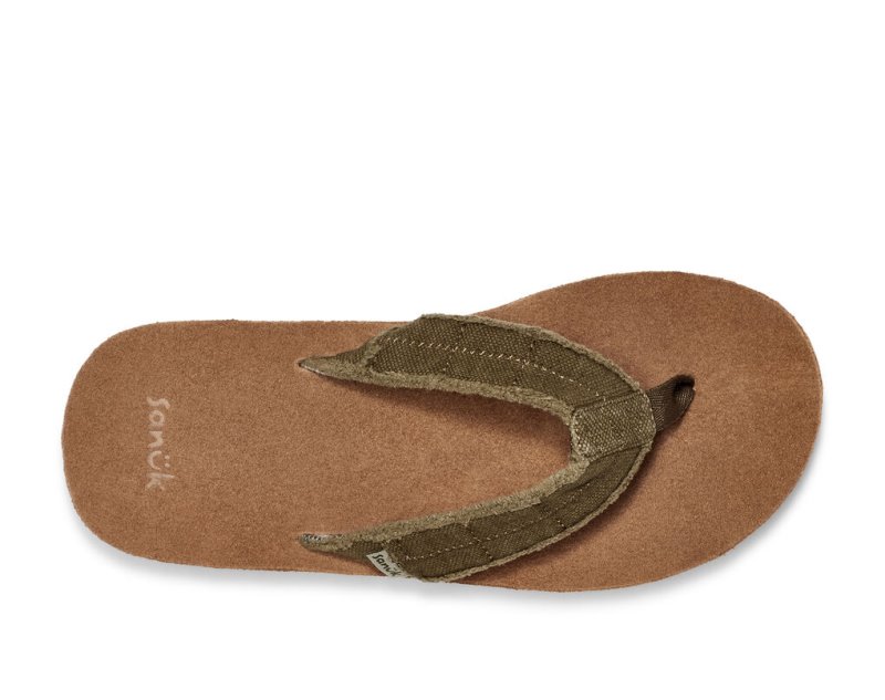 Sanuk Fraid Not Soft Top Eco-Friendly Men Flip Flops Dark Olive,Sanuk Philippines | NS45-3115P3