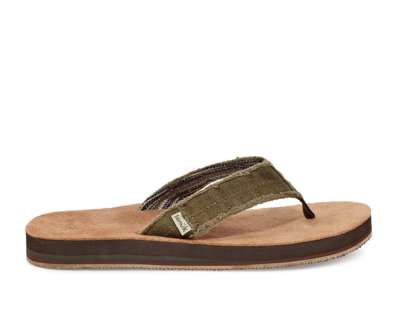 Sanuk Fraid Not Soft Top Eco-Friendly Men Flip Flops Dark Olive,Sanuk Philippines | NS45-3115P3