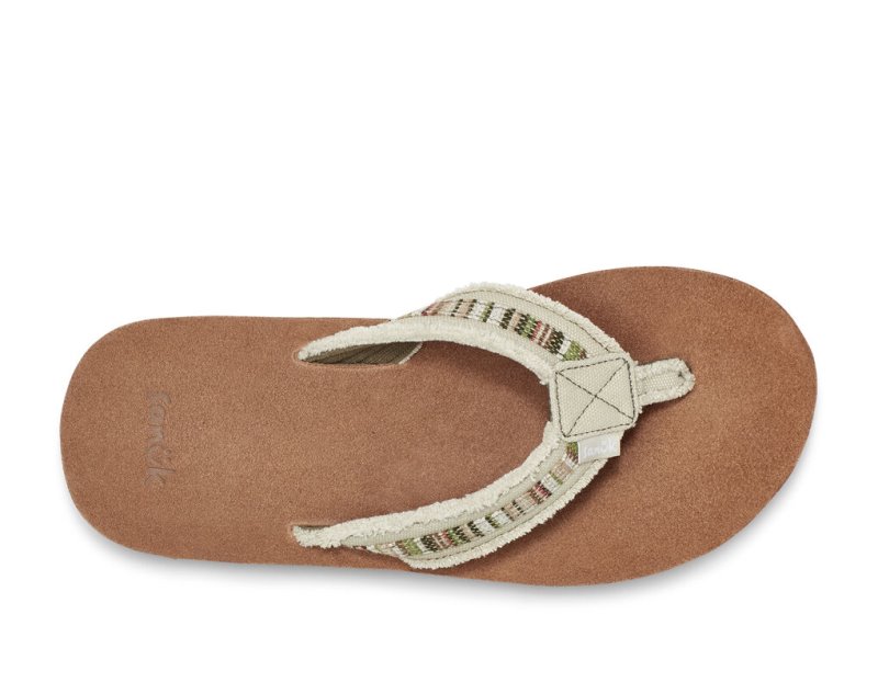 Sanuk Fraid So Eco-Friendly Men Flip Flops Brown / Beige,Sanuk Philippines | EB03-6973B0