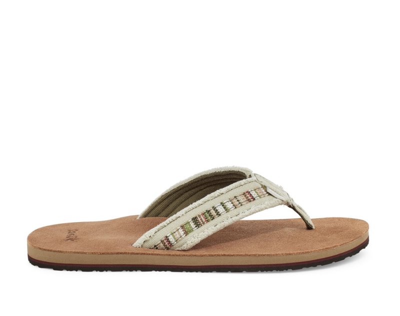 Sanuk Fraid So Eco-Friendly Men Flip Flops Brown / Beige,Sanuk Philippines | EB03-6973B0