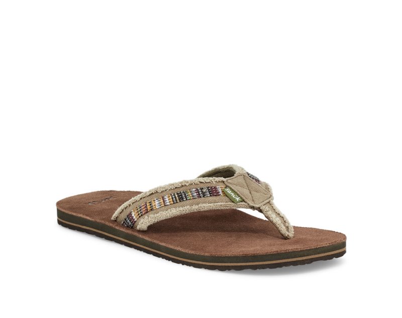 Sanuk Fraid So Eco-Friendly Men Flip Flops Khaki,Sanuk Philippines | HY57-5017T8