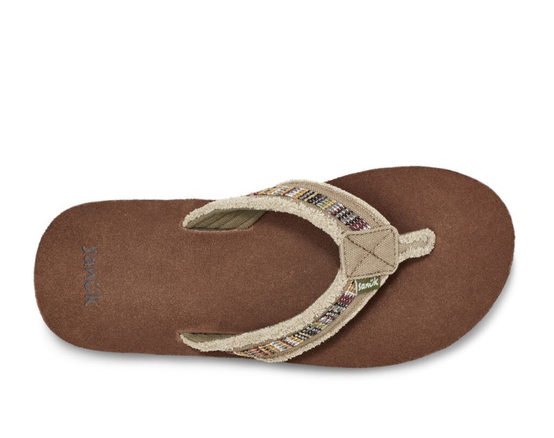 Sanuk Fraid So Eco-Friendly Men Flip Flops Khaki,Sanuk Philippines | HY57-5017T8