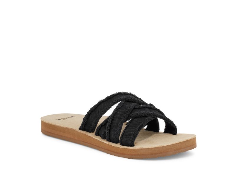 Sanuk Fraidy Slide Women Sandals Black,Sanuk Philippines | QA60-2030R0