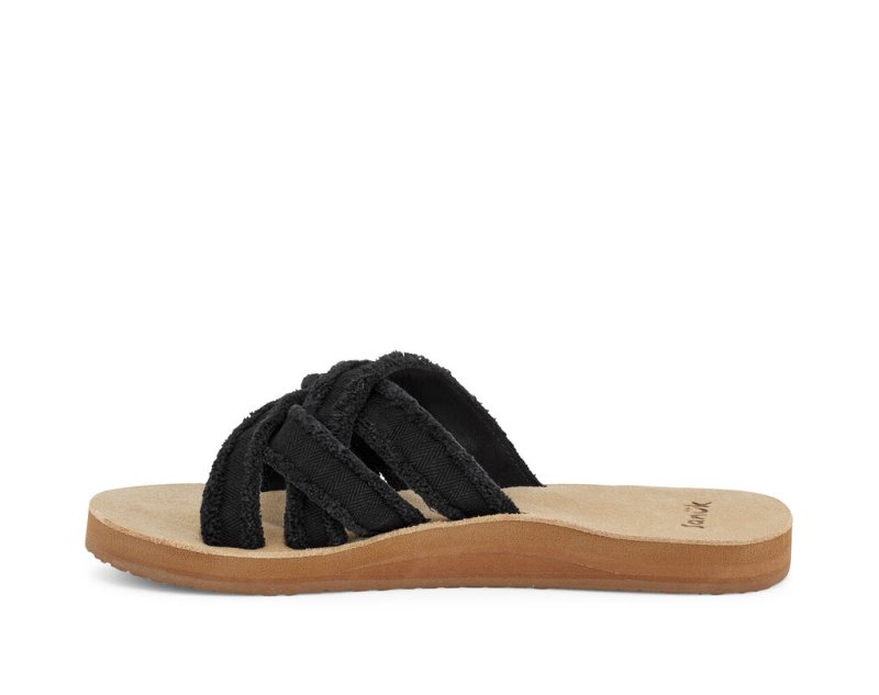 Sanuk Fraidy Slide Women Sandals Black,Sanuk Philippines | QA60-2030R0