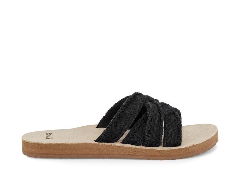 Sanuk Fraidy Slide Women Sandals Black,Sanuk Philippines | QA60-2030R0