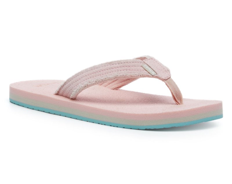 Sanuk Fraidy Stacker Canvas Kids' Sandals Pink,Sanuk Philippines | VA34-6014I1