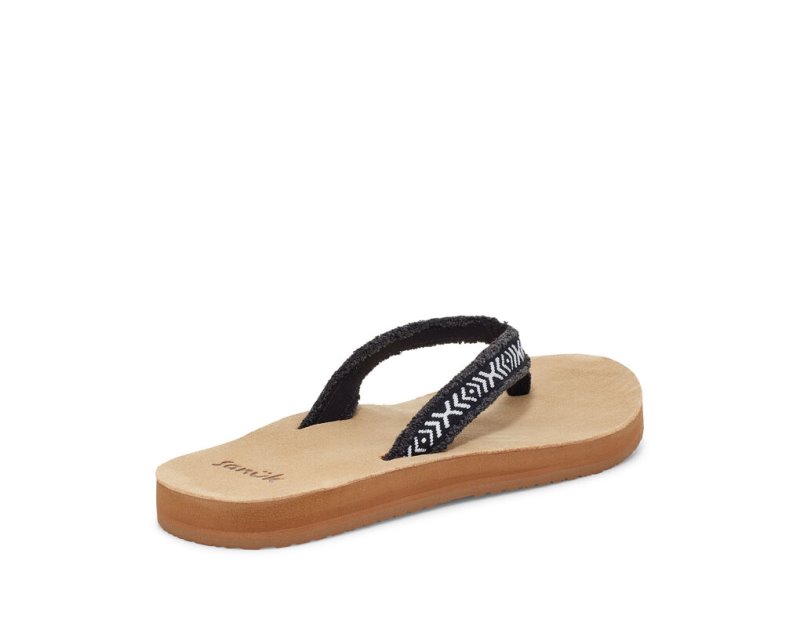 Sanuk Fraidy Tribal Hemp Women Flip Flops Black / White,Sanuk Philippines | ZW65-4715U9